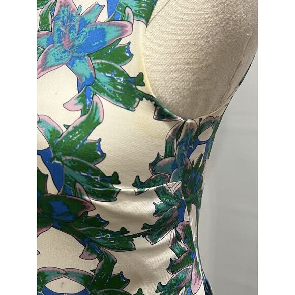 M Missoni Multicolor Blue Green Floral Silk Sleeveless Mini Dress 36/US 6/Small - Picture 10 of 15